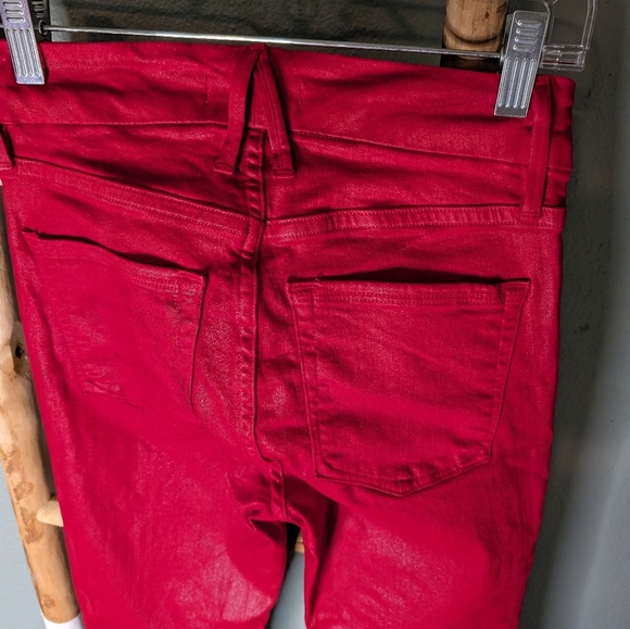 Good American Good Waist shiny red skinny 0/25 - Picture 4 of 8